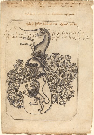 Wappen mit Löwe und Einhorn von Master hw