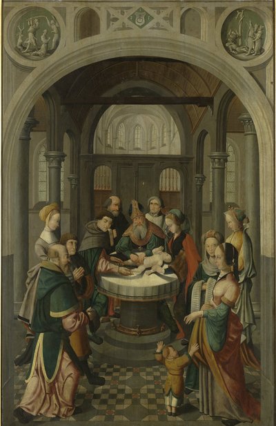 Tafel eines Altars mit Beschneidung Christi, auf der Rückseite die Auferstehung Christi von Master of Alkmaar (attributed to)