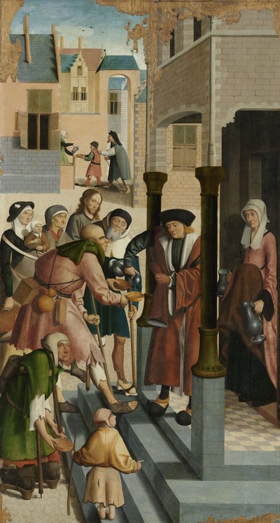 Die sieben Werke der Barmherzigkeit: Den Durstigen zu trinken geben, 1504 von Master of Alkmaar