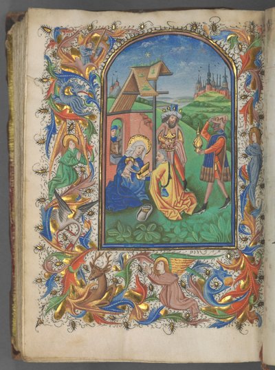 Stundenbuch Gebrauch von Utrecht: fol. 221v, Anbetung der Könige, c. 1460-1465 von Master of Gijsbrecht van Brederode