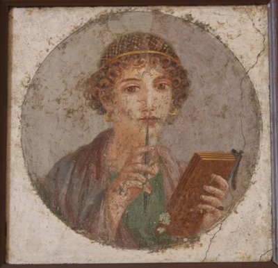 Eine junge Frau mit Buch und Griffel, sogenannte Sappho, ca. 50 von Master of Herculaneum