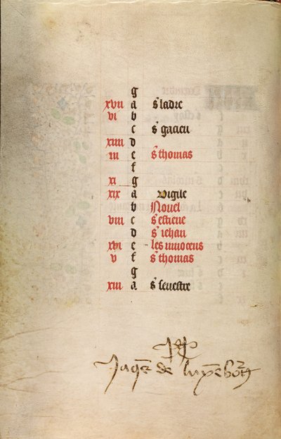Kalenderseite für Dezember fortgesetzt von Master of Jacques of Luxembourg