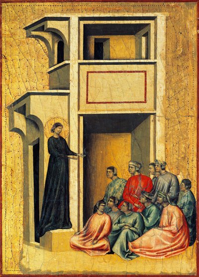 Heilige Cäcilia bekehrt Soldaten des Präfekten, (Detail) von Master of Saint Cecilia