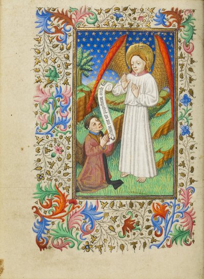 Ein Patron und sein Schutzengel von Master of Sir John Fastolf