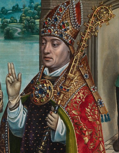 (Detail) Das Wunder des Korns, vom Altarbild des St. Nikolaus, ca. 1486-93 von Master of The Legend of St. Lucy