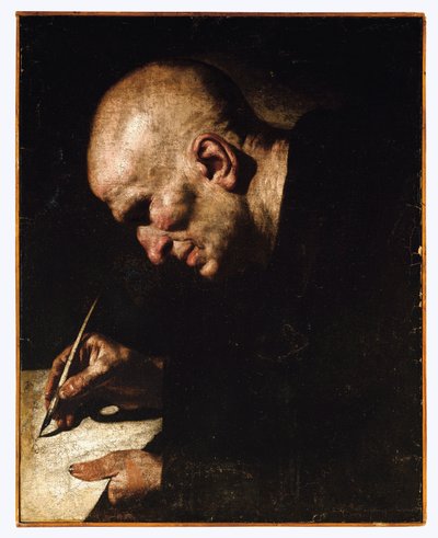 Ein Mönch als Schreiber von Master of the Annunciation to the Shepherds