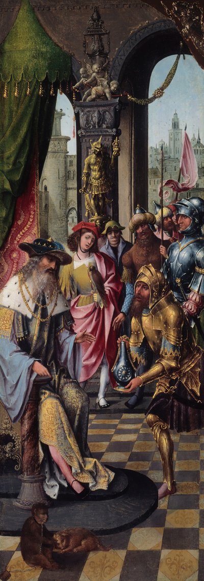 König David erhält das Zisternenwasser von Bethlehem, 1515-1520 von Master of the Antwerp Adoration