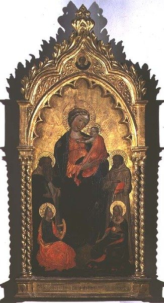 Madonna und Kind mit Heiligen von Master of the Borgo alla Collina