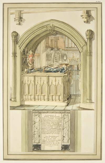 Grab von Robert Fitzharding, gestorben 1170, in der Kathedrale von Bristol, ca. 1799 von Master of the Bristol Church Monuments