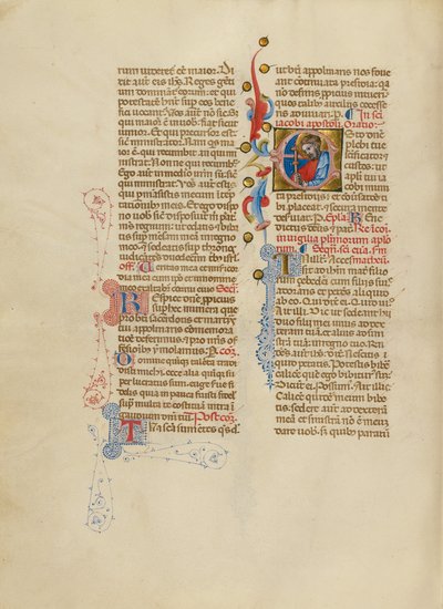 Initiale E: Heiliger Jakobus der Ältere von Master of the Brussels Initials