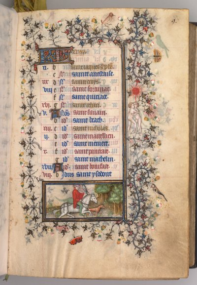 Stundenbuch von Karl dem Edlen, König von Navarra 1361-1425: fol. 5r, Mai, ca. 1405 von Master of the Brussels Initials and Associates