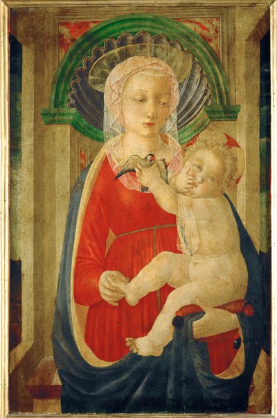 Madonna mit Kind und einem Stieglitz von Master of the Castello Nativity
