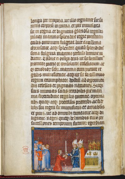 Der Erzbischof von Reims gibt das Schwert an den König zurück, Illustration aus 