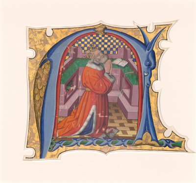 Initiale N (?) mit David im Gebet von Master of the Cypresses