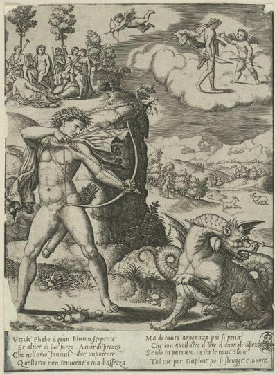 Apollo tötet Python, Platte eins aus Die Geschichte von Apollo und Daphne von Master of the Die