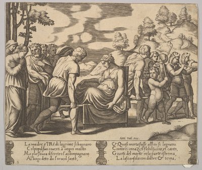 Tafel 5: Psyche wird auf einer Sänfte zu einem Berg getragen, aus 