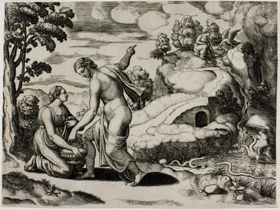 Venus befiehlt Psyche, Wasser aus einem von Drachen bewachten Brunnen zu holen von Master of the Die