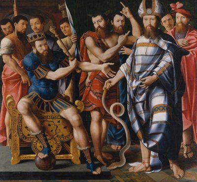 Moses und Aaron vor dem Pharao: Eine Allegorie der Familie Dinteville, 1537 von Master of the Dinteville Allegory