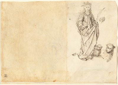Heilige Agnes (verso) von Master of the Drapery Studies after Martin Schongauer