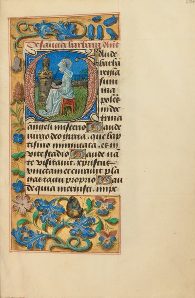Initiale G: Heilige Barbara von Master of the Dresden Prayer Book