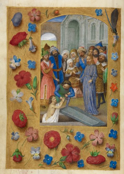 Christus und die Auferweckung des Lazarus von Master of the Dresden Prayer Books