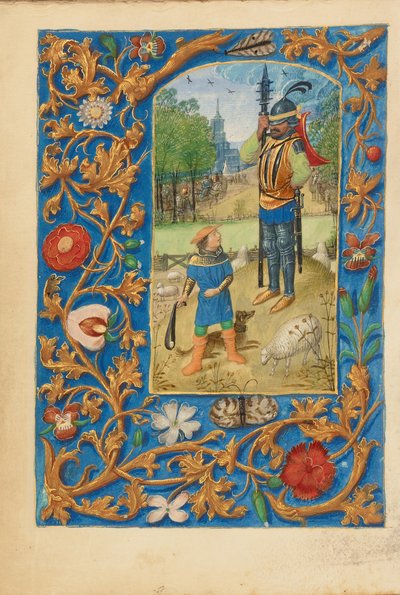 David und Goliath, ca. 1480-85 von Master of the Dresden Prayer Books