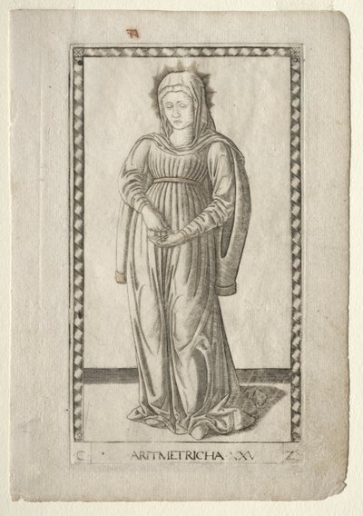 Arithmetik aus den Tarocchi, Serie C: Freie Künste, Nr. 25, vor 1467 von Master of the E Series Tarocchi