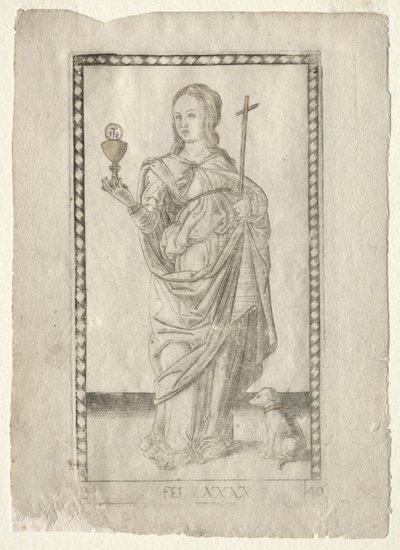 Glaube aus den Tarocchi, Serie B: Kosmische Prinzipien & Tugenden, Nr. 40, vor 1467 von Master of the E Series Tarocchi