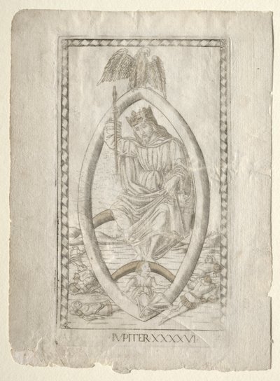 Jupiter aus den Tarocchi, Serie A: Firmamente des Universums, Nr. 46, vor 1467 von Master of the E Series Tarocchi