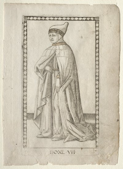 Der Doge aus dem Tarocchi, Serie E: Bedingungen des Menschen, #7, vor 1467 von Master of the E Series Tarocchi