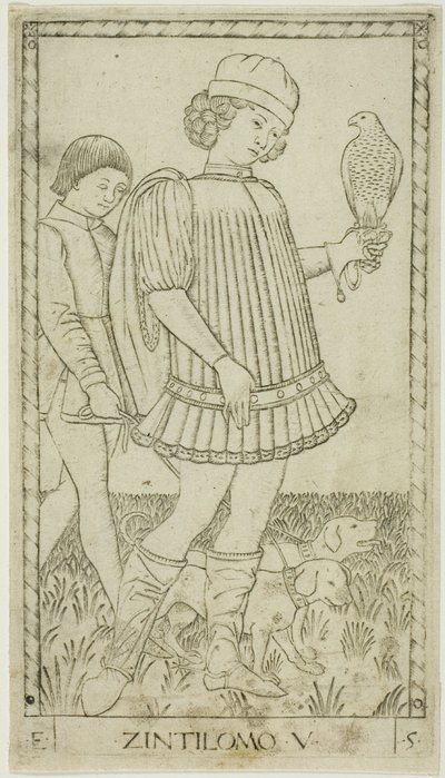 Der Gentleman, Platte fünf aus Die Ränge und Bedingungen der Männer von Master of the E Series Tarocchi