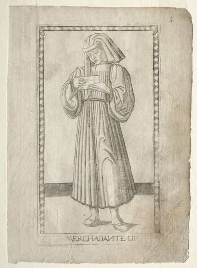 Der Kaufmann aus dem Tarocchi, Serie E: Bedingungen des Menschen, Nr. 4 von Master of the E Series Tarocchi