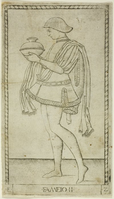 Der Diener, Tafel zwei aus Die Ränge und Bedingungen der Menschen von Master of the E Series Tarocchi