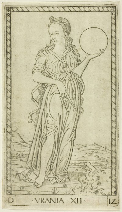 Urania, Platte zwölf aus Apollo und die Musen von Master of the E Series Tarocchi