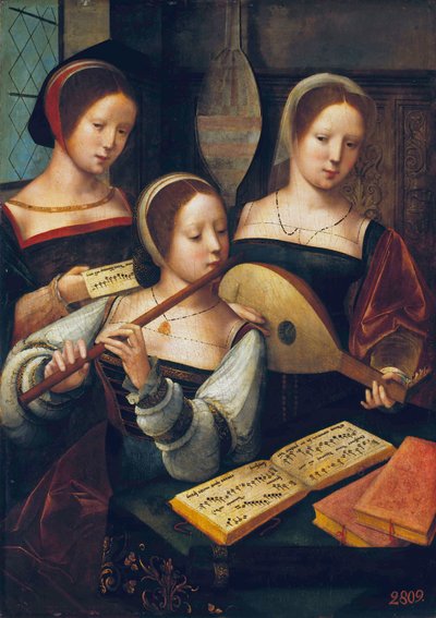 Musizierende Frauen von Master of the Female Half Lengths