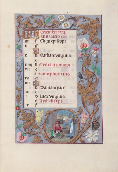 Stunden der Königin Isabella der Katholischen, Königin von Spanien: Fol. 13r, Dezember, um 1500 von Master of the First Prayerbook of Maximillian