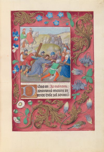Stundenbuch der Königin Isabella der Katholischen, Königin von Spanien: Fol. 69r, Christus trägt das Kreuz, ca. 1500 von Master of the First Prayerbook of Maximillian