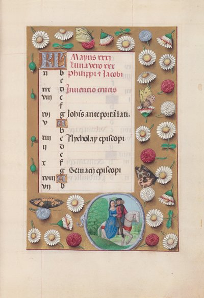 Stundenbuch der Königin Isabella der Katholischen, Königin von Spanien: Fol. 6r, Mai, um 1500 von Master of the First Prayerbook of Maximillian