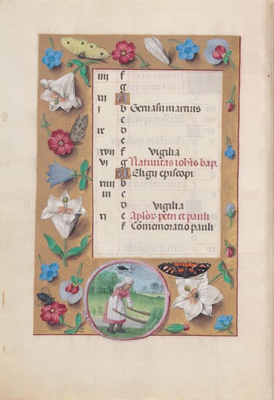 Stundenbuch der Königin Isabella der Katholischen, Königin von Spanien: Fol. 7v, Juni, um 1500 von Master of the First Prayerbook of Maximillian