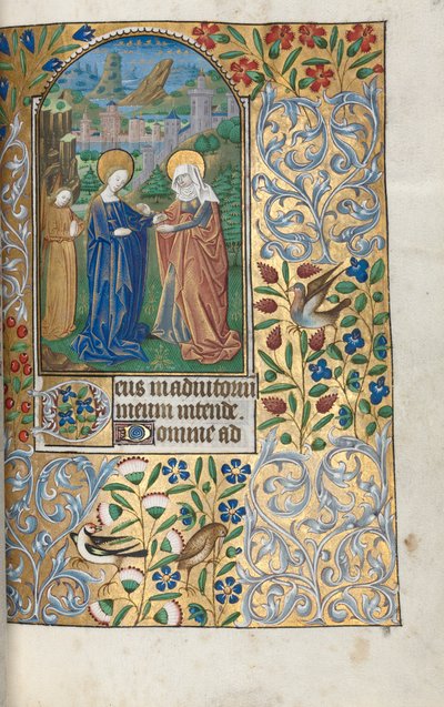 Stundenbuch Gebrauch von Rouen: fol. 39r, Die Heimsuchung, um 1470 von Master of the Geneva Latini