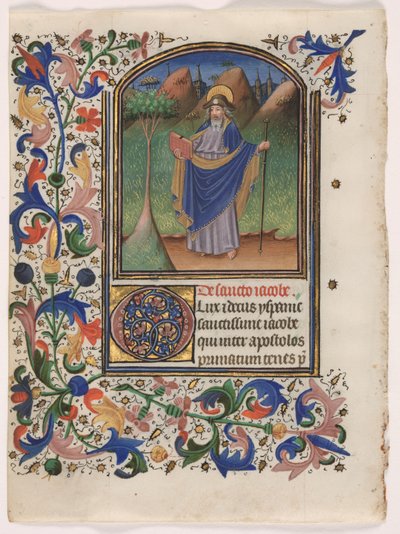Blatt aus einem Stundenbuch: St. Jakobus der Ältere von Master of the Gold Scrolls