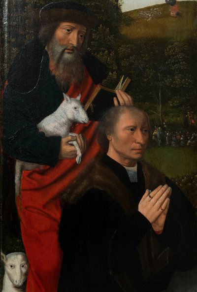 (Detail) Linkes Panel der Jungfrau und Kind mit St. Katharina und St. Barbara, ca. 1520-25 von Master of the Holy Blood