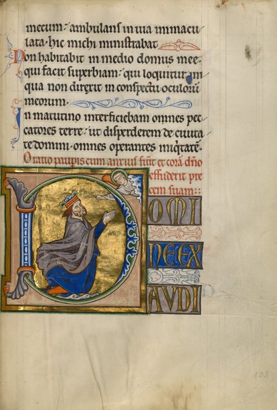 Initiale D: David im Gebet von Master of the Ingeborg Psalter
