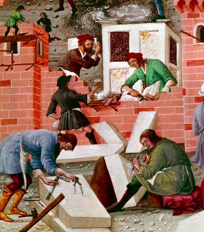 Bau der Stadt Rom, Detail von Master of the Innocent III missal