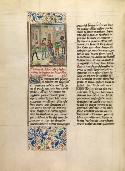 Alexander befiehlt die Zerstörung des überschüssigen Gepäcks seiner Armee von Master of the Jardin de vertueuse consolation and assistant