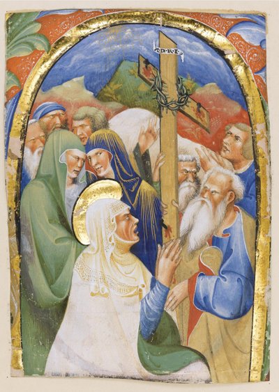 Die Auffindung des Heiligen Kreuzes. Aus einem Manuskript Graduale, ca. 1420 von Master of the Murano Gradual