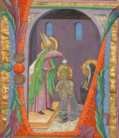 Initiale L: Die Taufe des heiligen Augustinus von Master of the Osservanza