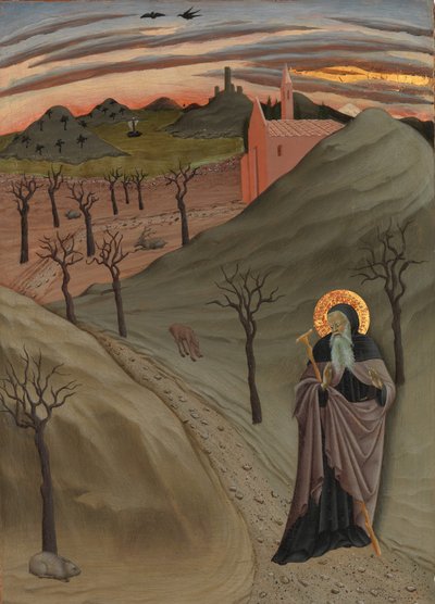 Der heilige Antonius der Abt in der Wüste, ca. 1435 von Master of the Osservanza