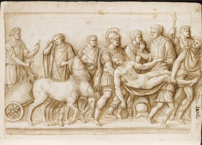 Verso: Die Rückkehr des Meleager, von einem römischen Sarkophag, Rom, Palazzo Barberini, ca. 1512-17 von Master of the Oxford Album
