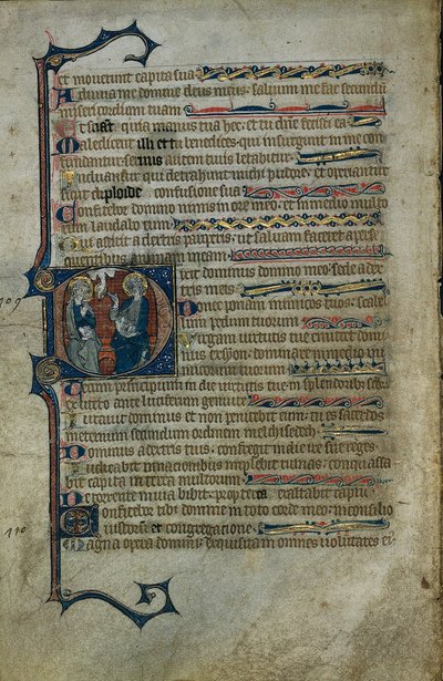 Blatt aus einem Psalter: Historisierte Initiale D mit der Dreifaltigkeit, um 1310 von Master of the Queen Mary Psalter